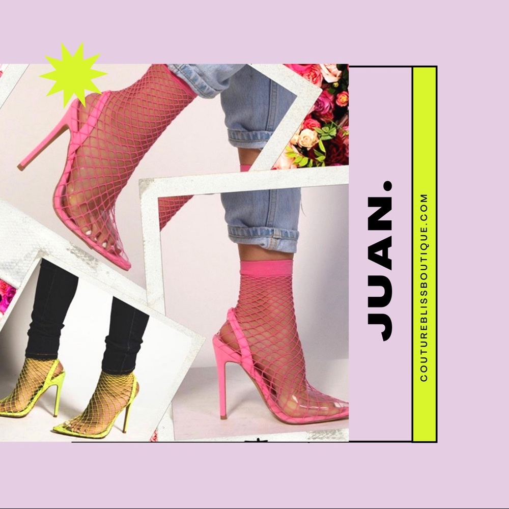 Pink fishnet heels
